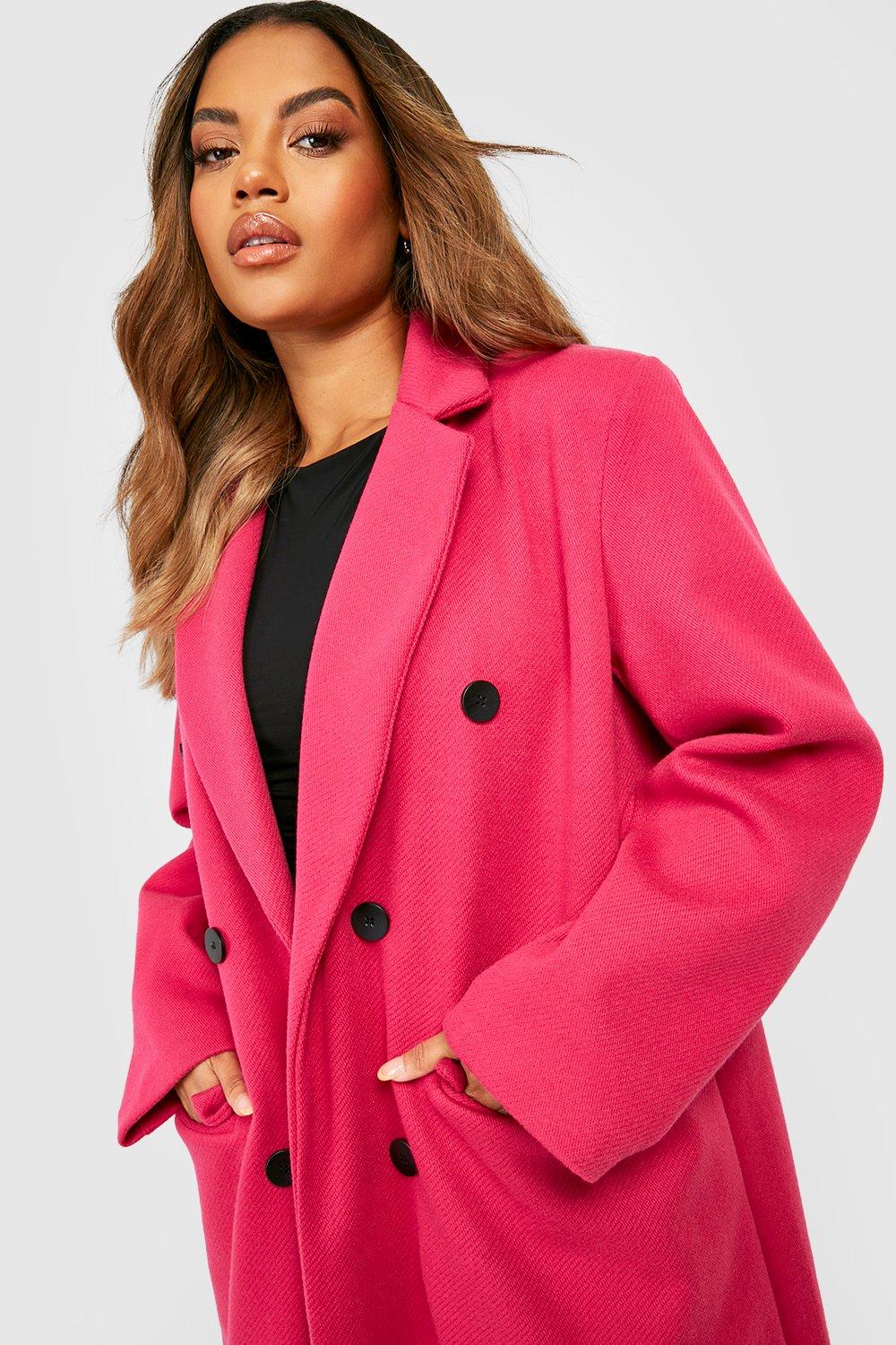 Plus size pink sales wool coat